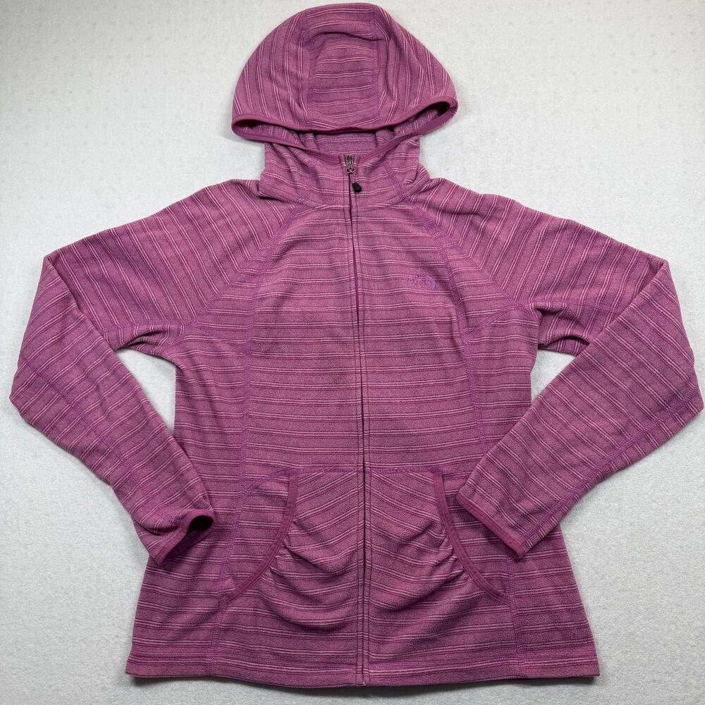 The North Face Women’s Large Purple Striped Full Zip Hooded Fleece Jacket